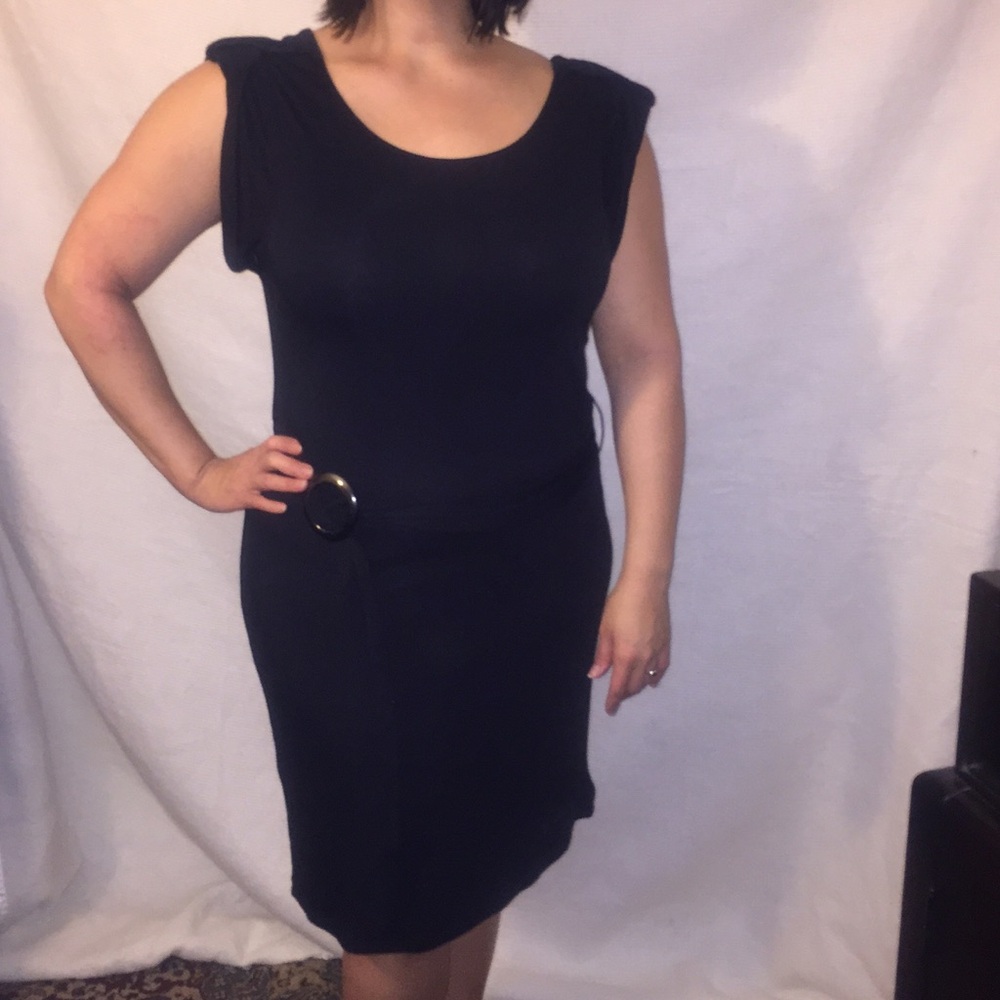 SEVEN7 Cowl Neck Knit Black Dress Sz L